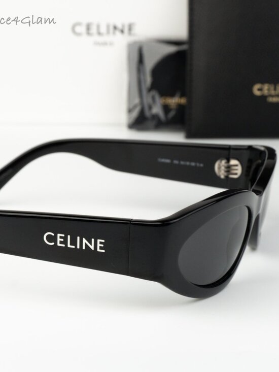 Celine Women Sunglasses Black Grey Cat Eye CL40288I MONOCHROMS 01A NEW AUTHENTIC - Picture 3 of 10